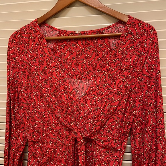 Free People Clara Tie-Front Tunic in Red - Picture 6 of 16